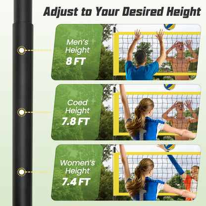 Portable Outdoor Volleyball Net Set Heavy-Duty Volleyball Net System