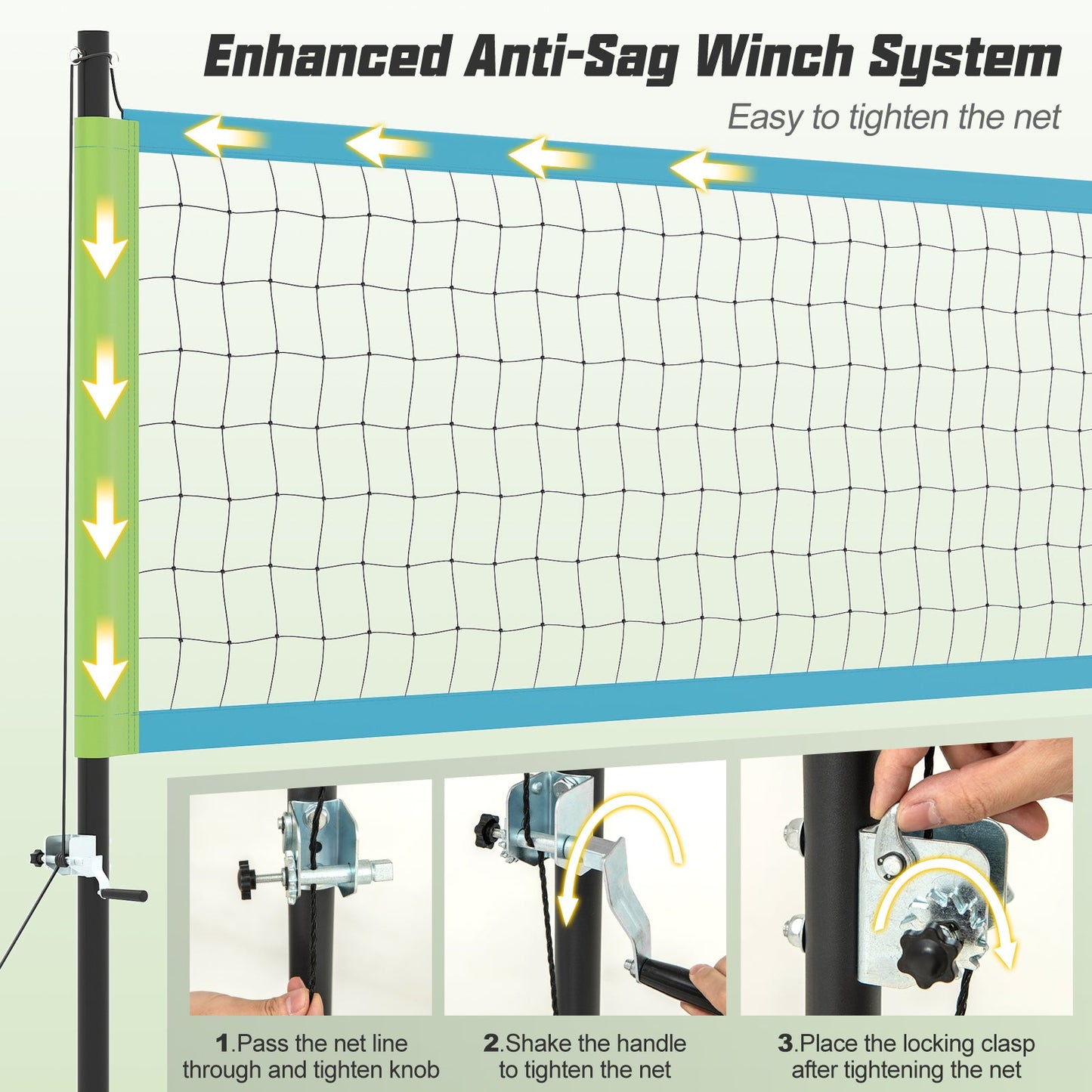 Portable Outdoor Volleyball Net Set Heavy-Duty Volleyball Net System