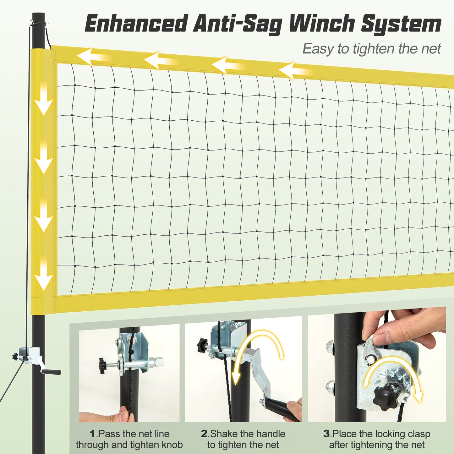 Portable Outdoor Volleyball Net Set Heavy-Duty Volleyball Net System
