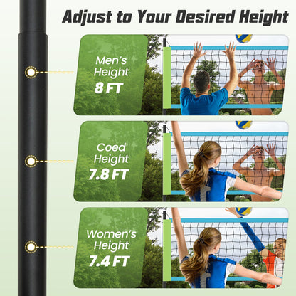 Portable Outdoor Volleyball Net Set Heavy-Duty Volleyball Net System