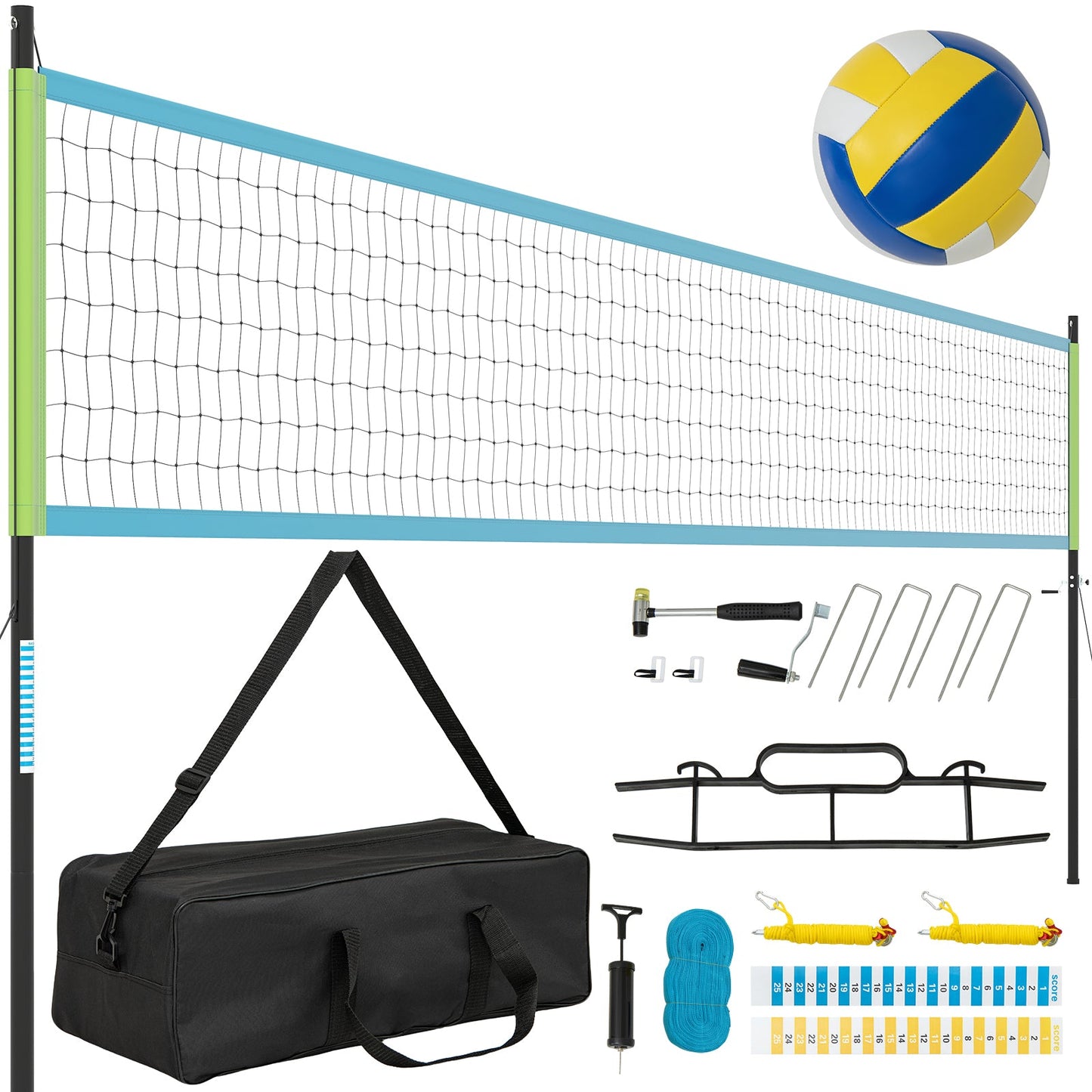 Portable Outdoor Volleyball Net Set Heavy-Duty Volleyball Net System