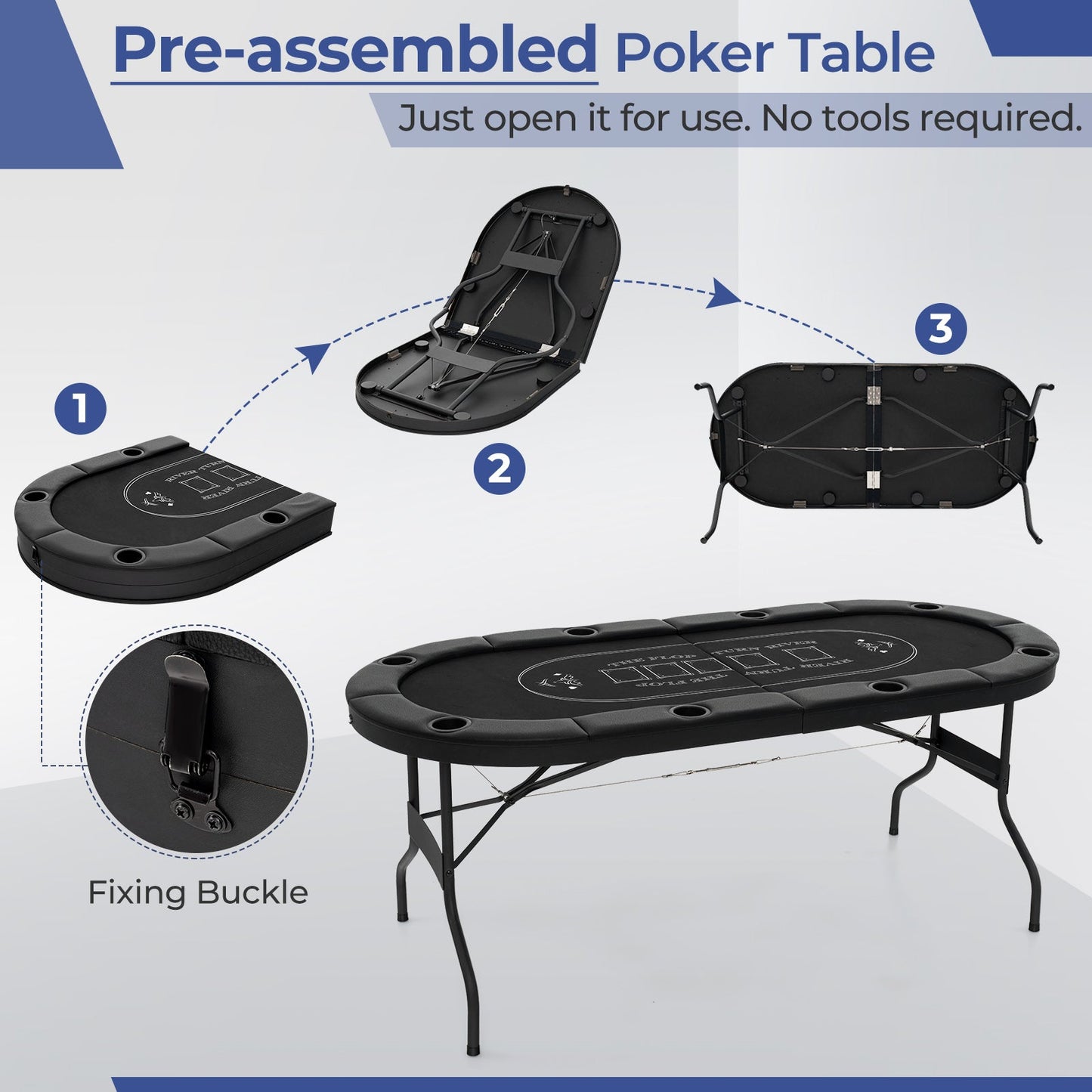 8 Player Foldable Oval Poker Table