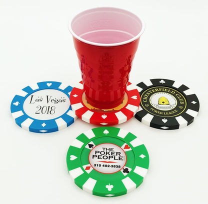 Blank Poker Chip Drink Coasters – Giant Casino-Style Chips